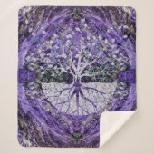Silver Tree of Life Yggdrasil op Amethyst Geode Sherpa Deken (Voorkant)