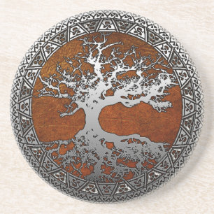 Silver Tree of Life Zandsteen Onderzetter