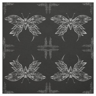Silver Tribal Butterfly Gothic Quilt Block Fabric Stof