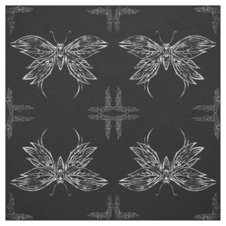 Silver Tribal Butterfly Gothic Quilt Block Fabric Stof