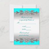 Silver Turquoise Blue Masquerade Party RSVP (Dos)