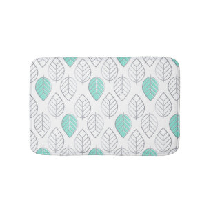 Silver & Turquoise Chic & Modern Leaf Design Badmat