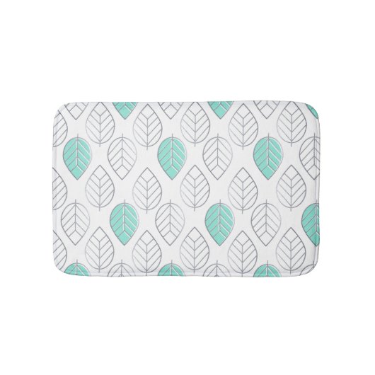 Silver & Turquoise Chic & Modern Leaf Design Badmat (Voorkant)