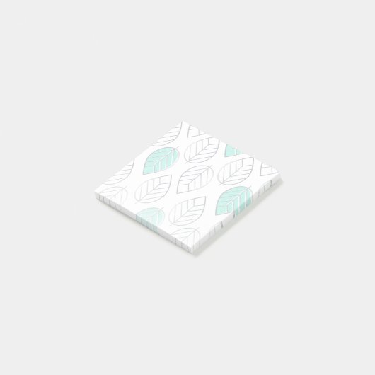 Silver & Turquoise Chic & Modern Leaf Design Post-it® Notes (Schuin)