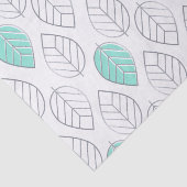 Silver & Turquoise Chic & Modern Leaf Design Tissuepapier (Detail)