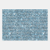 Silver Turquoise Glitter Stripes Inpakpapier Vel (Voorkant)