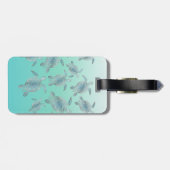 Silver Turquoise Zee Turtles Pattern Bagagelabel (Achterkant horizontaal)