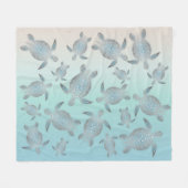 Silver Turquoise Zee Turtles Pattern Coastal Fleece Deken (Voorkant (Horizontaal))