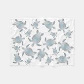 Silver Turquoise Zee Turtles Pattern Coastal Fleece Deken (Voorkant (Horizontaal))