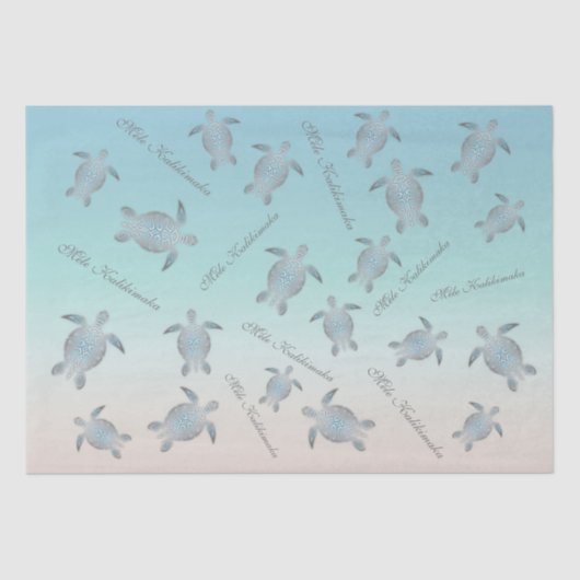 Silver Turquoise Zee Turtles Pattern Tissuepapier (Voorkant)