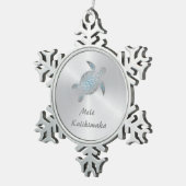 Silver Turtle | Mele Kalikimaka | Tin Sneeuwvlok Ornament (Rechts)