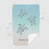 Silver Turtles Beach Style Jouw naam Golf Towel Golfhanddoek (Insitu)