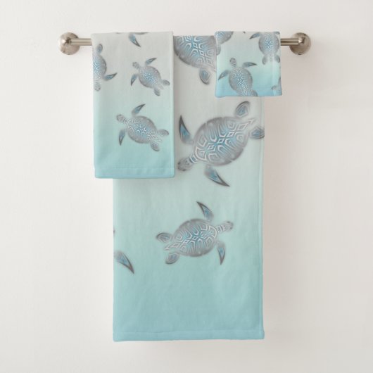 Silver Turtles Beach Style Maritime Coasta Bad Handdoek (Insitu)