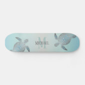 Silver Turtles Beach Style Monogram Jouw naam Skateboard (Horizontaal)