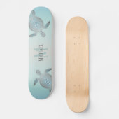 Silver Turtles Beach Style Monogram Jouw naam Skateboard (Voorkant)