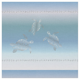 Silver Turtles Blue Gradient Pattern Stof
