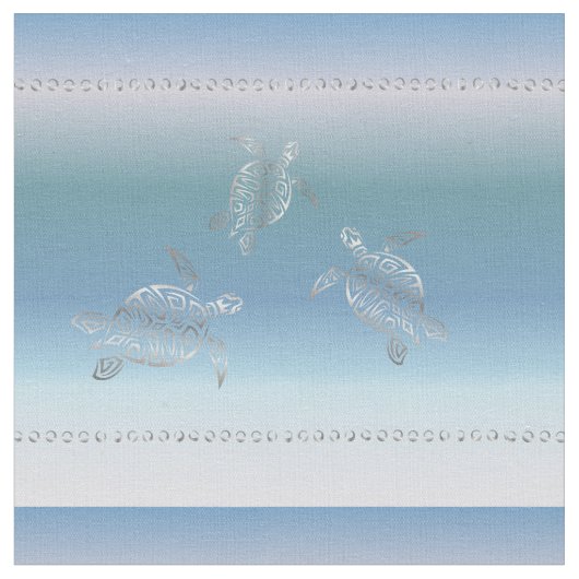 Silver Turtles Blue Gradient Pattern Stof (Close Up)