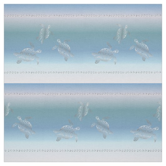 Silver Turtles Blue Gradient Pattern Stof (Swatch)