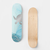 Silver Turtles Blue Ink Background Skateboard (Voorkant)