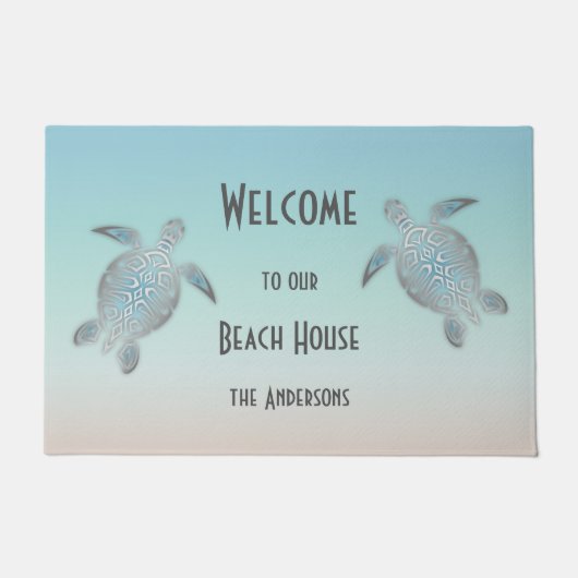 Silver Turtles Turquoise Beach House Deurmat (Voorkant)