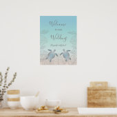 Silver Turtles Turquoise Beach Wedding Poster (Keuken)