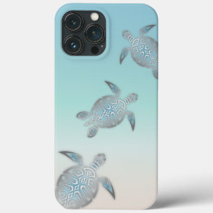 Silver Turtles Turquoise Coastal Maritime iPhone 13 Pro Max Hoesje