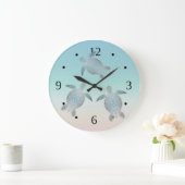 Silver Turtles Turquoise Maritime Modern Grote Klok (Huis)
