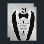 Silver Tuxedo Mens 21e Invitation de fête d'annive<br><div class="desc">Conception avec l'aimable autorisation de https://www.etsy.com/shop/teabreakart</div>