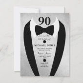Silver Tuxedo Mens 90e anniversaire Invitation de  (Devant)