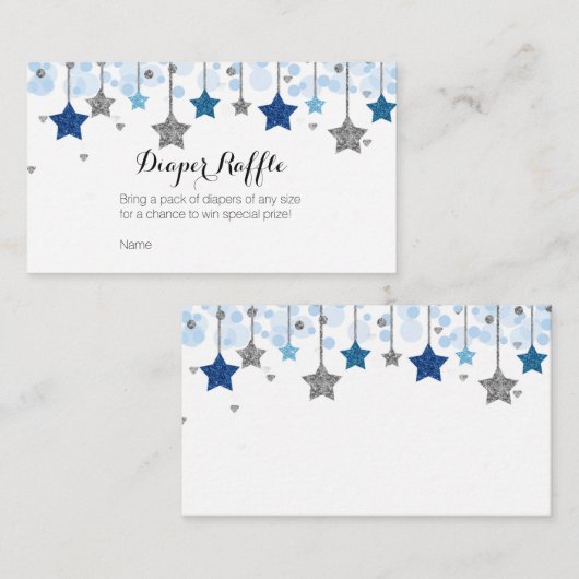 Silver Twinkle Twinkle Star - Luier Raffle Kaart (Voorkant / Achterkant)