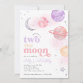 Silver Two De Maan Meisje's Verjaardag Uitnodiging (Voorkant)
