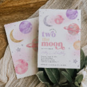 Silver Two De Maan Meisje's Verjaardag Uitnodiging