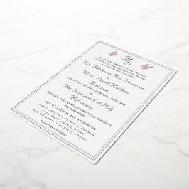 Silver Two Hearts Catholic Wedding Foil Invitation Folie Uitnodiging