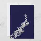Silver typografie floral navy blue chic Sweet 16 Kaart (Achterkant)