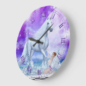 Silver Unicorn en Water Nymph Wall Clock Grote Klok (Hoek)