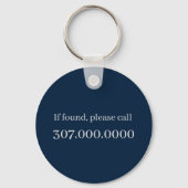 Silver Unicorn op Sparkly Blue Monogram Sleutelhanger (Achterkant)