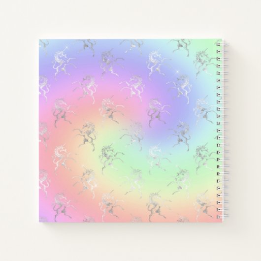 Silver Unicorn Pastel Ombre Monogram Sketchbook Notitieboek (Achterkant)