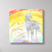Silver Unicorn Rainbow Canvas Afdruk (Voorkant)