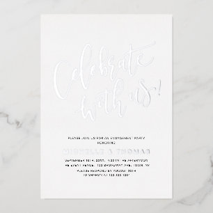 Silver vieren met ons Modern Eenvoudig Verloving Folie Uitnodiging