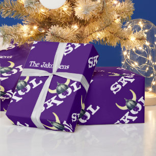 Silver Viking Helmet Skol Wrapping Paper Cadeaupapier