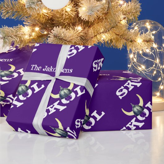 Silver Viking Helmet Skol Wrapping Paper Cadeaupapier (Feestdagen)