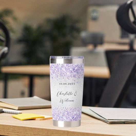 Silver violet glitter elegant bruiloft geïsoleerde drinkbeker