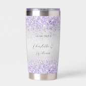 Silver violet glitter elegant bruiloft geïsoleerde drinkbeker (Achterkant)