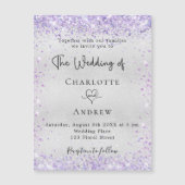 Silver violet glitter luxe nodigmagneet uit (Voorkant)