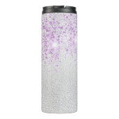 Silver violet glitter monogram initialen thermosbeker (Achterkant)
