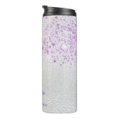 Silver violet glitter monogram initialen thermosbeker (Geroteerd rechts)