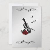 Silver Violin Music Wedding Invitation 5" x 7" Kaart (Achterkant)