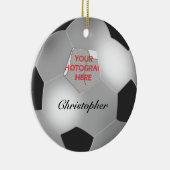 Silver Voetbal aanpasbaar fotolijst Keramisch Ornament (Rechts)