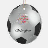 Silver Voetbal aanpasbaar fotolijst Keramisch Ornament (Links)