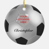 Silver Voetbal aanpasbaar fotolijst Keramisch Ornament (Achterkant)